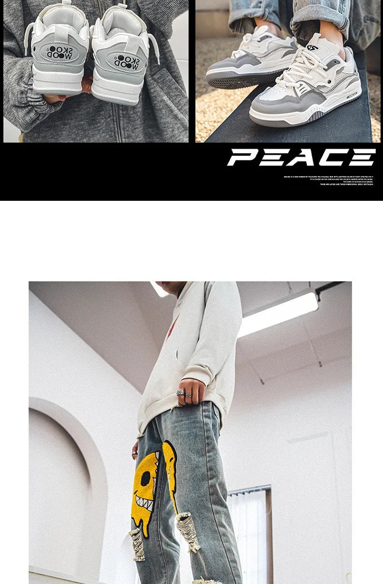 Zapatillas casual de malla para hombre, cómodas zapatillas de running masculinas con cordones, zapatos de skate con plataforma para hombre, zapatillas deportivas para estudiantes