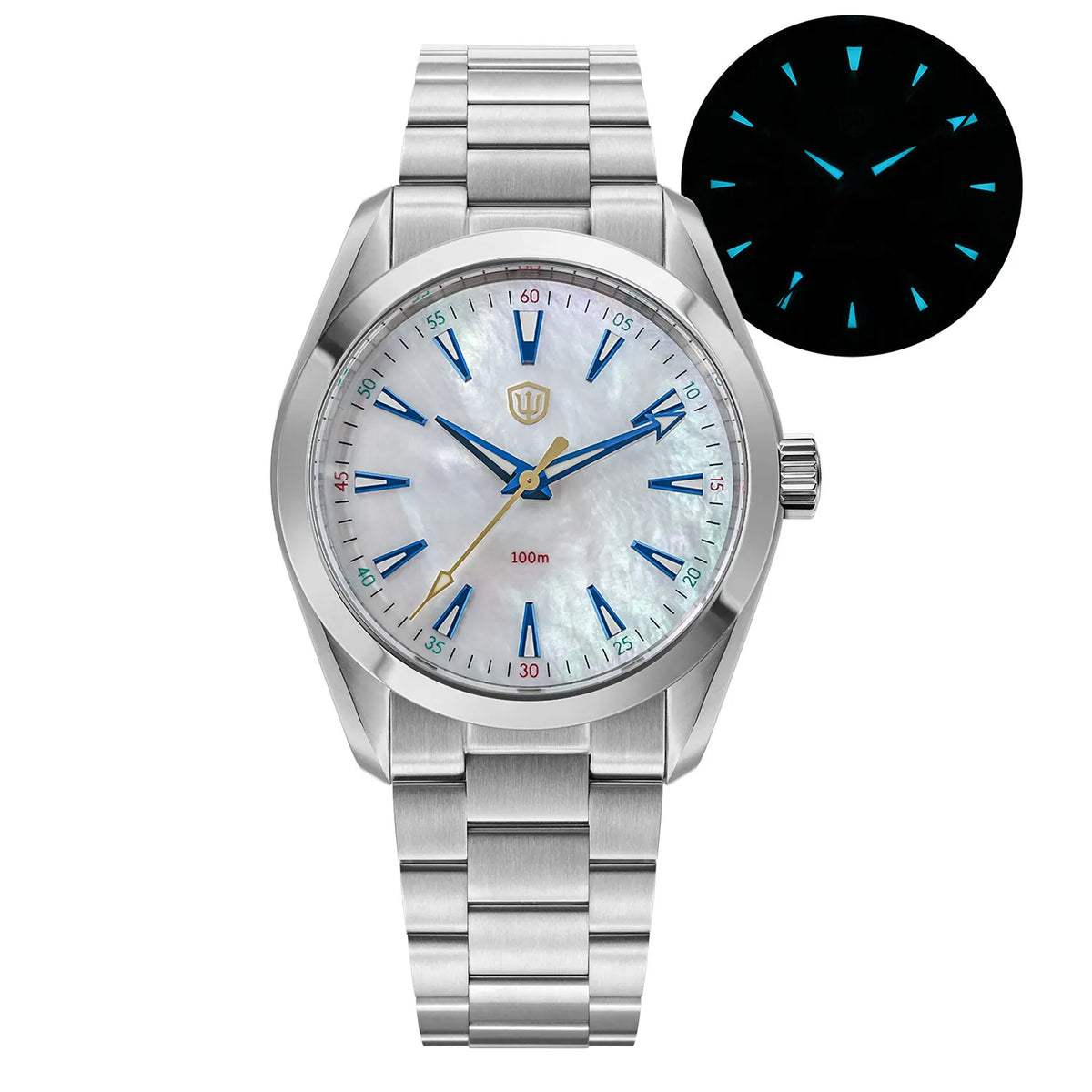 Ρολόι Watchdives WD0006, μηχανισμός VH31 με ομαλή κίνηση του δευτερολέπτου, κυρτό ζαφειρένιο κρύσταλλο, φωταυγές επίστρωμα BGW9, αδιάβροχο έως 10 bar, 38 mm, vintage στυλ