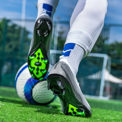 Chaussures de Football de sport pour hommes Fg/Ag, ongles longs, prairie artificielle pour adultes, chaussures spécifiques à l'entraînement durables, chaussures hautes antidérapantes