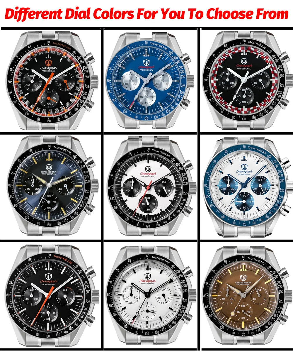 Relógio Masculino Watchdives New Wd1863 Quartz VK63 Chronograph, Safira Abaulada, Impermeável, 39Mm, Aço, Marca Premium, Luxo Business