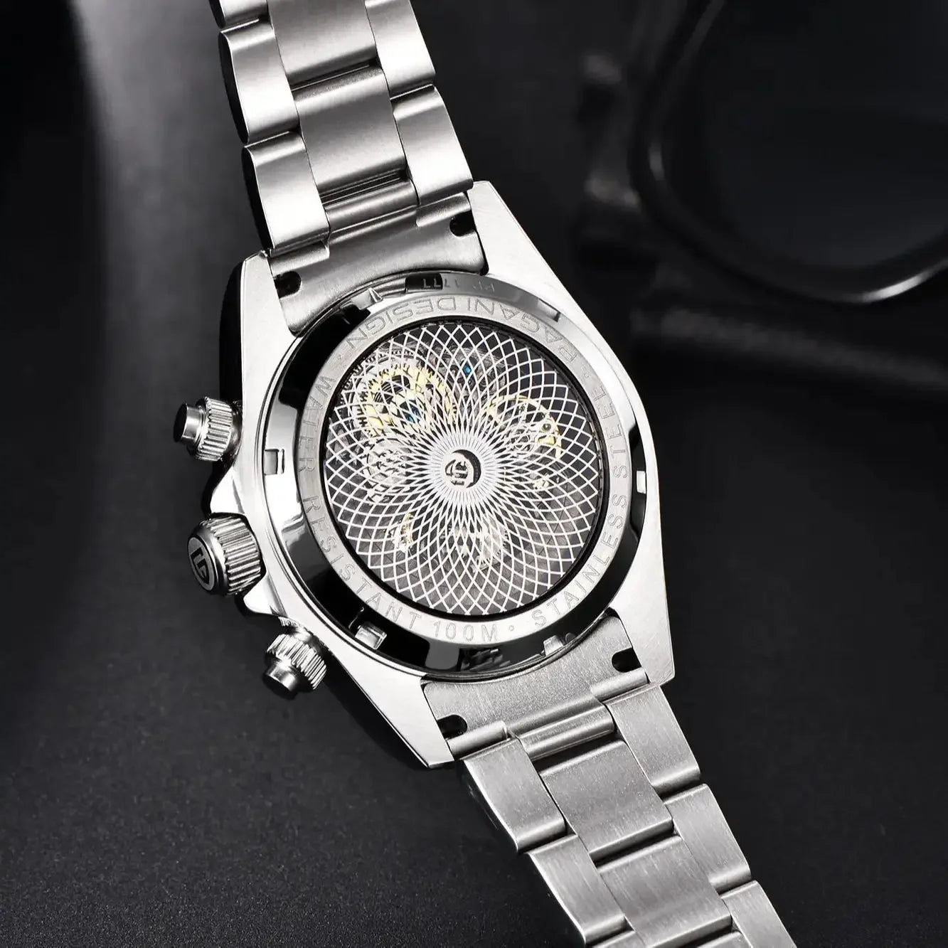 PAGANI DESIGN Orologio meccanico automatico da uomo in acciaio inossidabile, impermeabile 10Bar, sportivo, di lusso casual per uomo