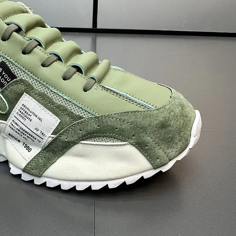 Men's Casual Sports Four Seasons Moccasins Trendy Designer Personality Lace-Up Leather Sneakers Comfortable Breathable