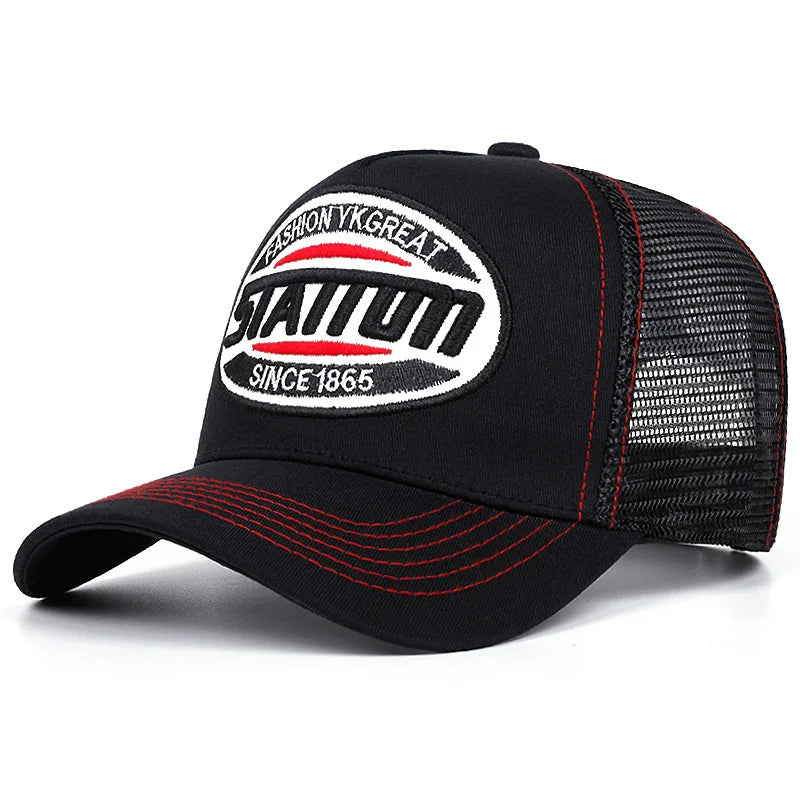 New Style Unisex Baseball Cap Classic STATION Letter Pattern Mesh Cap Men and Women Breathable Streetwear Summer Trucker Hat