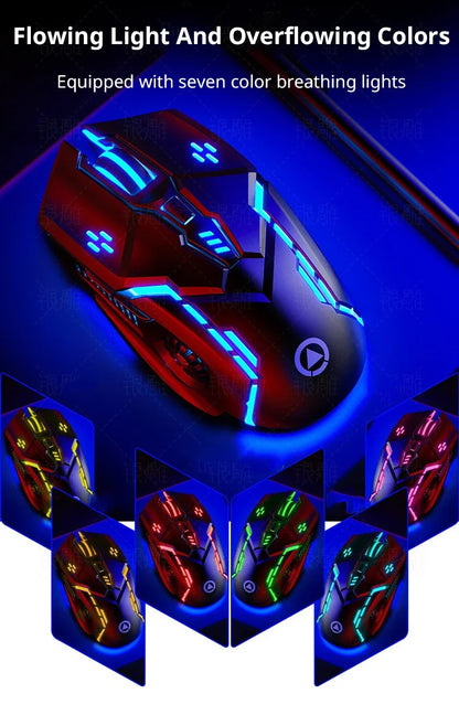 Ratón gaming con cable G5 Mute, seis teclas, iluminación luminosa, para e-sports, accesorio informático, ratón gaming para portátil y ordenador de sobremesa
