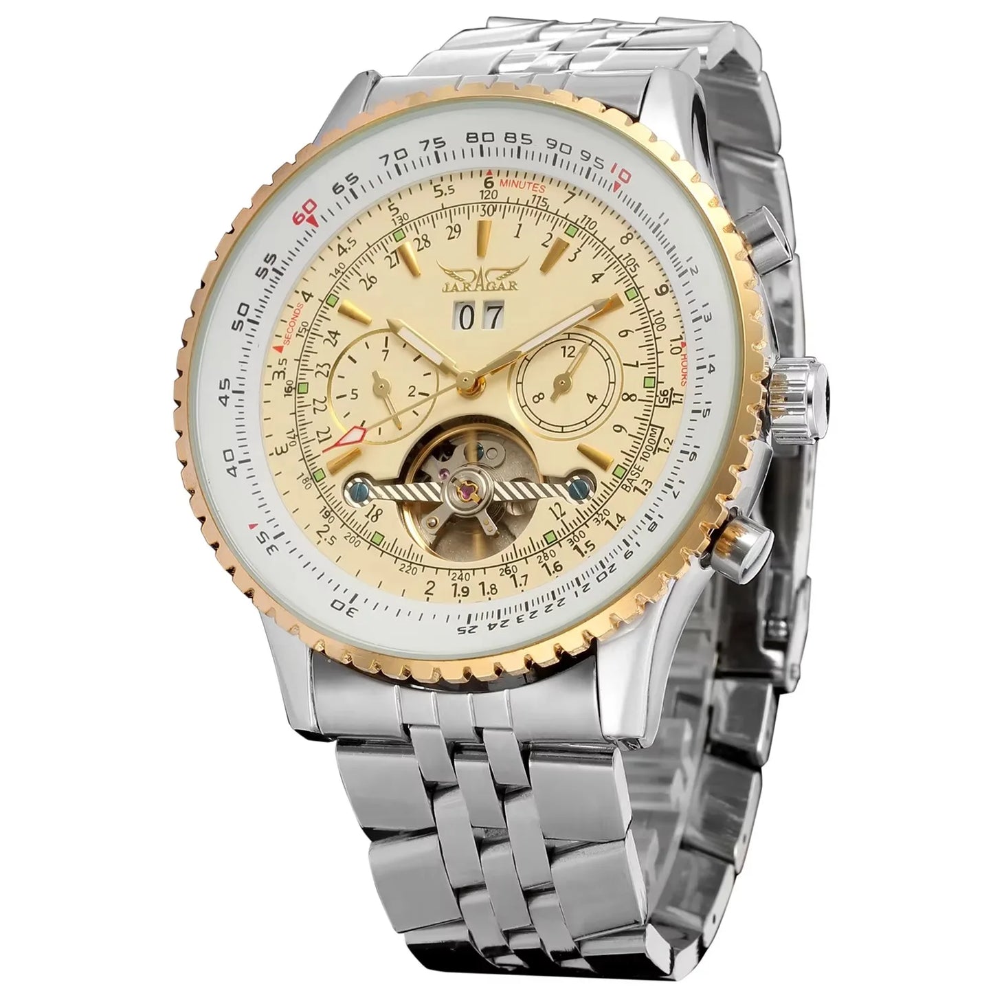 Jaragar 50MM Automatic Mechanical Watch for Men,Multifunctional,Date Month Week Display,3ATM Waterproof,Business Casual Style