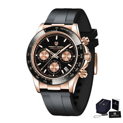 Nuevo original PAGANI DESIGN PD-1664 reloj de pulsera de lujo para hombre con movimiento de cuarzo japonés VK63, cristal de zafiro, cronógrafo impermeable dorado