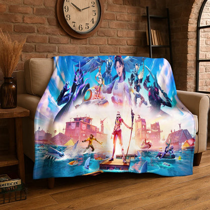 Cobertor de flanela Cartoon F-Fortnite para gamers, macio e quente, para quarto, sala de estar, cama, viagens, campismo, piquenique e oferta
