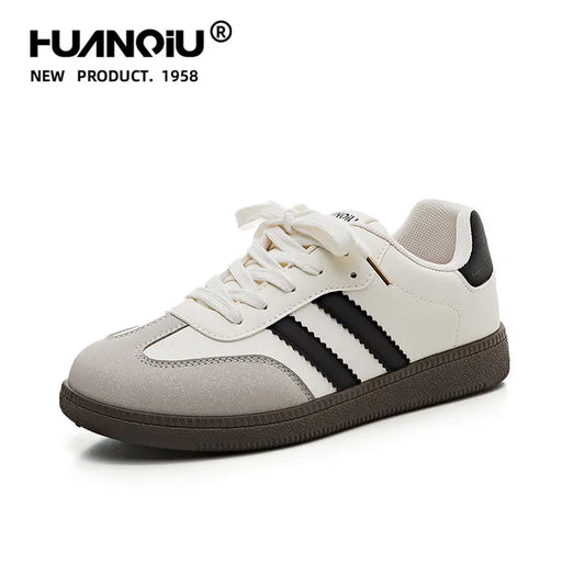 HuanQiu Women's Shoes Retro Fashion Casual Flats Female Sneakers Lace-up Comfortable Non-slip German Training Shoes for Women