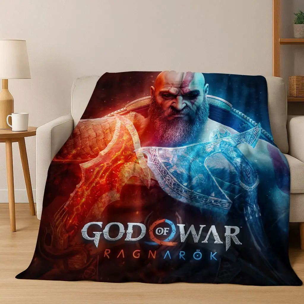 3A Classics God of War Kratos Game Gamer Flannel Blanket,Warm and Cozy Soft Throw Blanket for Home Bedroom Bed Sofa Kid Gift