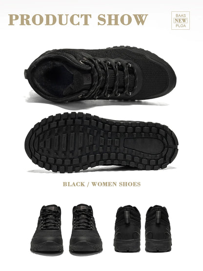 Baasploa Winter Women’s Sneakers Plush Warm Snow Boots Non-Slip Waterproof Shoes Women’s Outdoor Boots Walking Shoes
