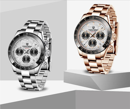 PAGANI DESIGN V2 40MM Meteorite Dial Men Quartz Watches Sapphire Retro Chronograph Waterproof Watch For Men