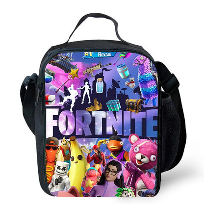 Cute Cartoon Lunch Bag Insulated Thermal Food Container Leakproof Reusable Fortnite Lunch Cooler Bag for Kids Students