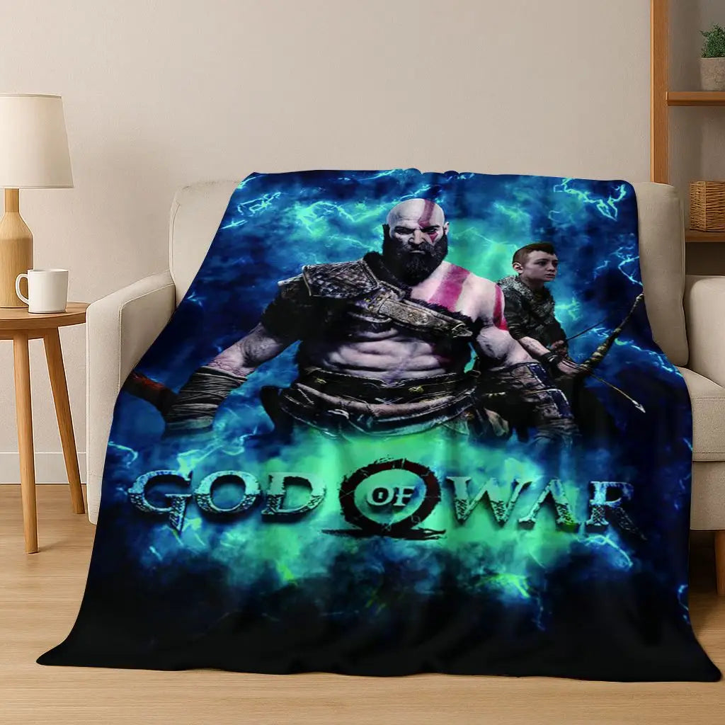 Classics God of War Kratos 3A Game Gamer Flannel Blanket,Warm and Cozy Soft Throw Blanket for Home Bedroom Bed Sofa Kid Gift