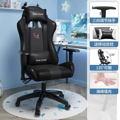 Sedia da gaming Sedia per computer Comoda seduta reclinabile Gaming LIVE Casa per studenti in dormitorio Ergonomia per uso sedentario
