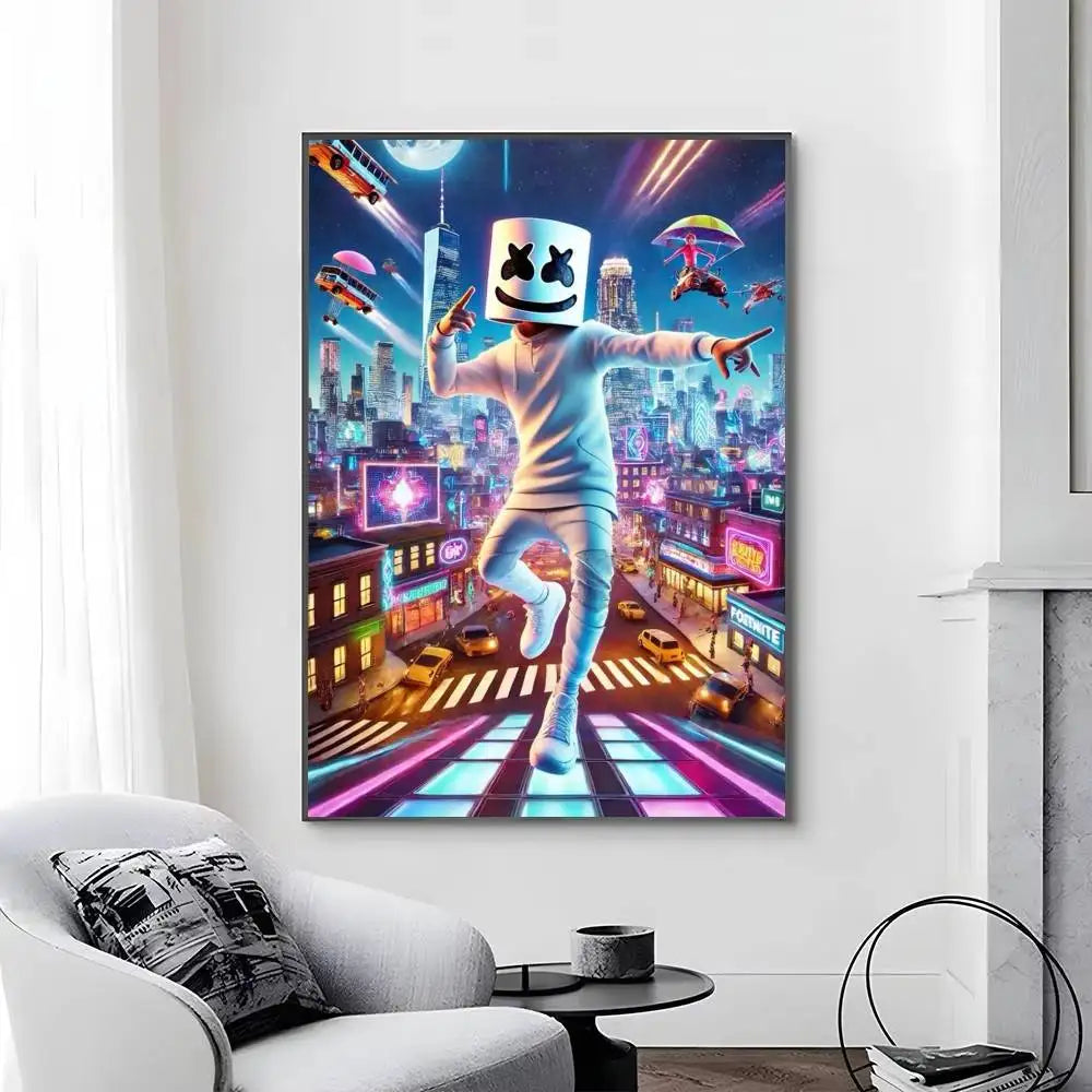Game F-F-Fortnite Posters Self-Adhesive Waterproof Ideal For Living Room Bedroom Bar Decoration