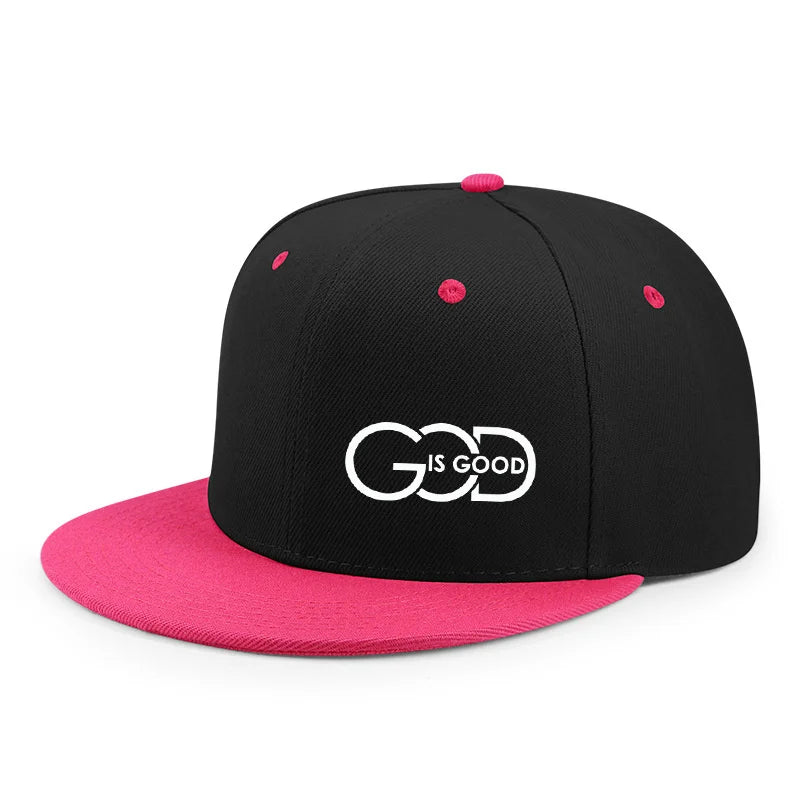 Unisex adjustable baseball cap street flat brim hat printed GOD IS GOOD casual headwear men and women fashion breathable outdoor