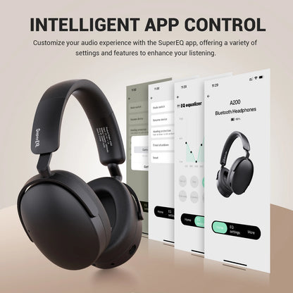 Oneodio SuperEQ A200 Cuffie wireless Bluetooth 5.4 ANC – Headset over-ear con cancellazione del rumore, microfono ENC, audio Hi-Res e controllo tramite app