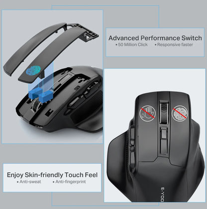 E-YOOSO X-31 ratón gaming inalámbrico USB 2.4G grande para manos grandes PAW3212 4800 DPI 5 botones para gamer, ordenador portátil y PC