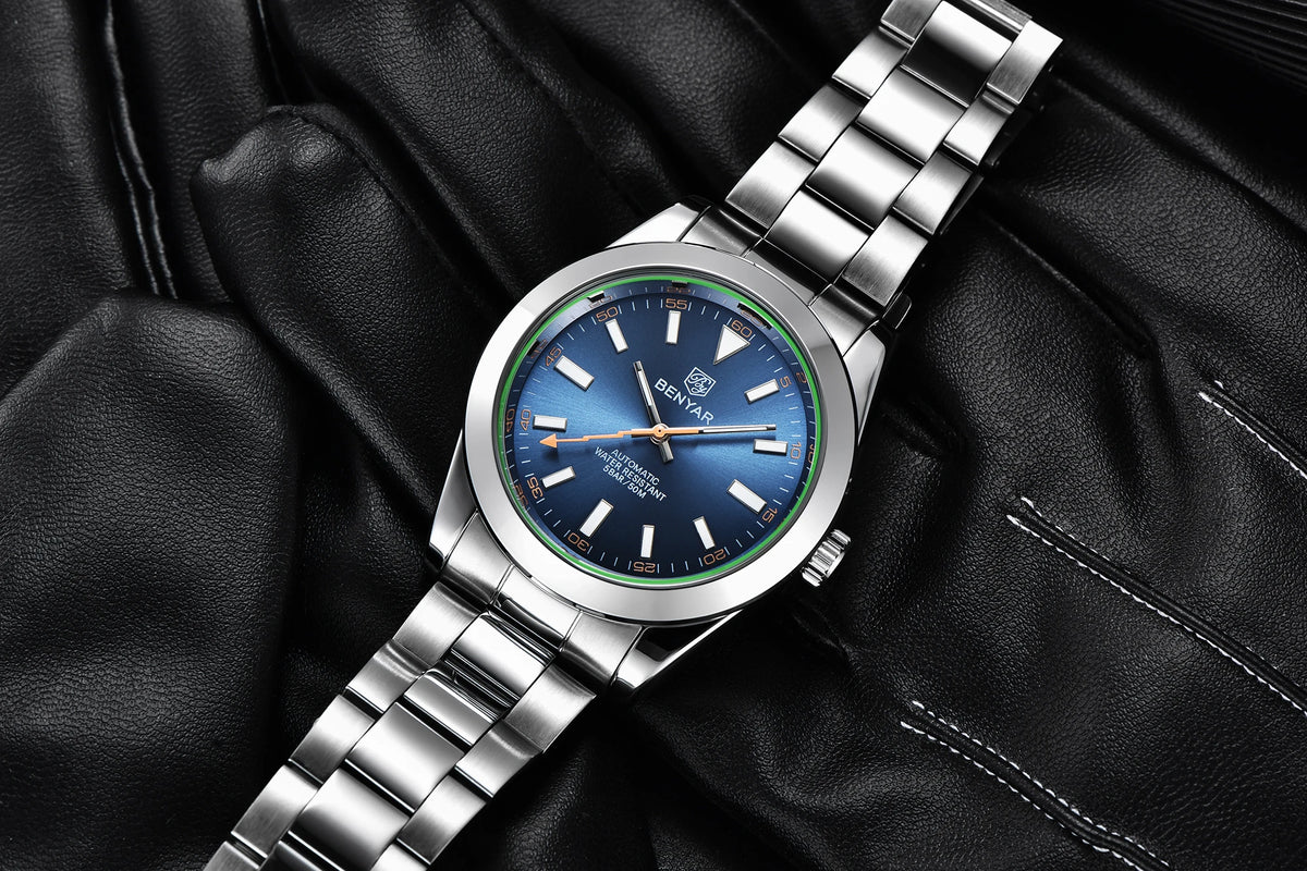 BENYAR – Nuevo reloj para hombre, marca de lujo, reloj mecánico automático, resistente al agua hasta 50 m, modelo deportivo con agujas luminiscentes