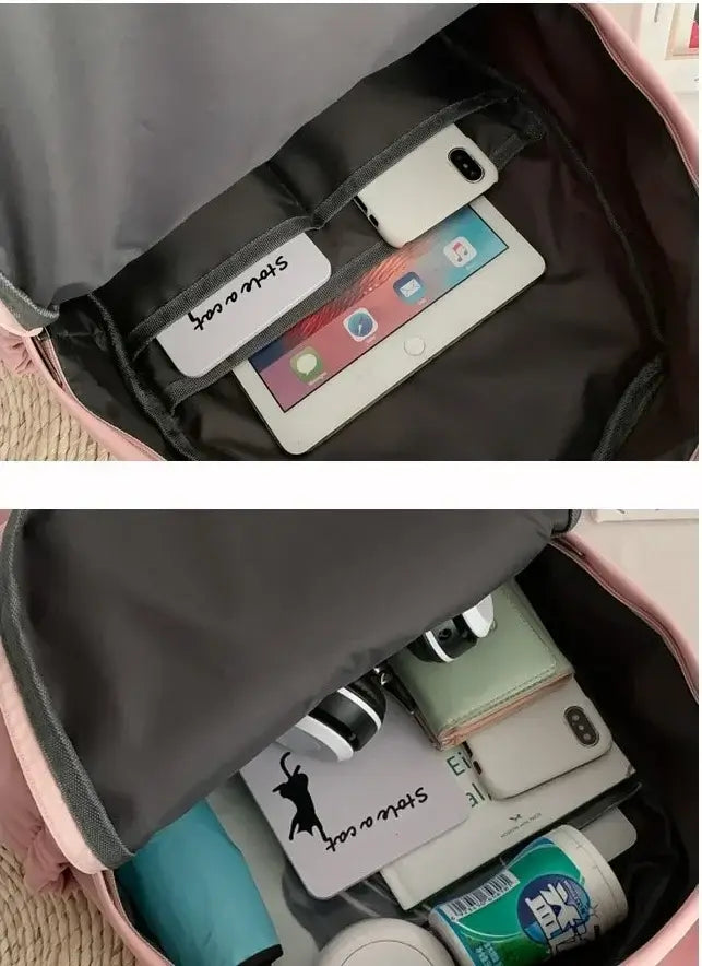 New Fortnite Cartoon Backpack Boy Girl Casual Schoolbag Large Capacity Student Bag Rabbit Ears Travel Backpack Stationary Gift