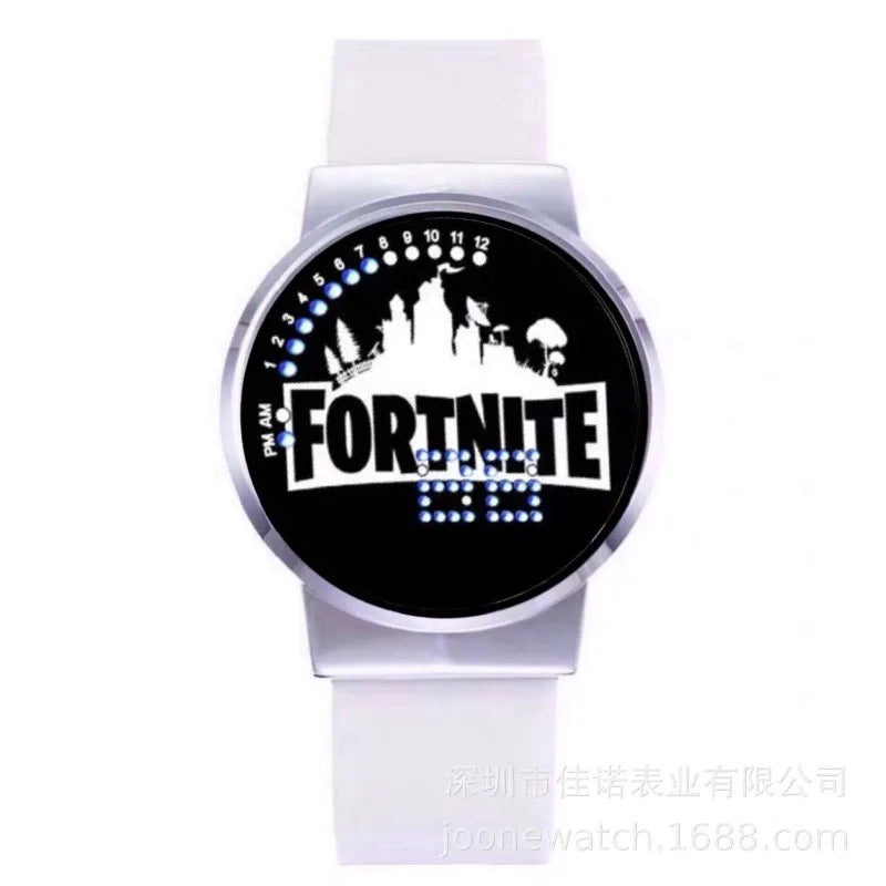 Relógio Fortnite kawaii personalizado com luz noturna LED tátil, estilo cartoon e fashion, relógio eletrónico para estudantes, presente para amigos