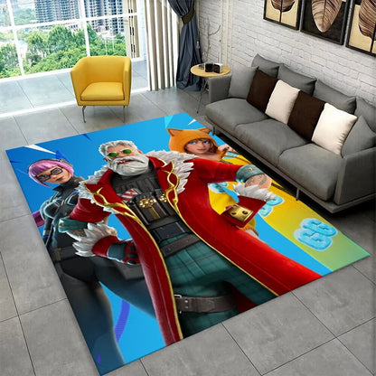 Tapete Gamer Cartoon F-Fortnite para Sala de Jogos, Quarto, Sala de Estar, Sofá e Decoração de Casa, Tapete Infantil Antiderrapante para Área de Brincar
