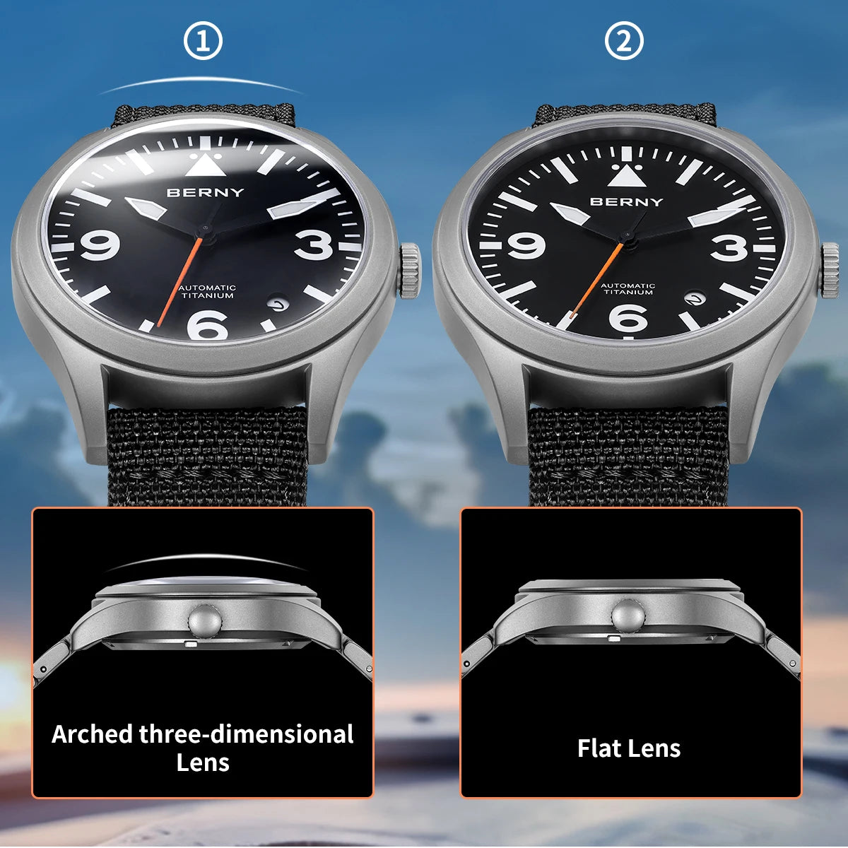 BERNY Full Titanium Automatic Watch for Men Sapphire AR Coated 10Bar Supper Luminous Men Wristwatch Sports Aviation Men Watches