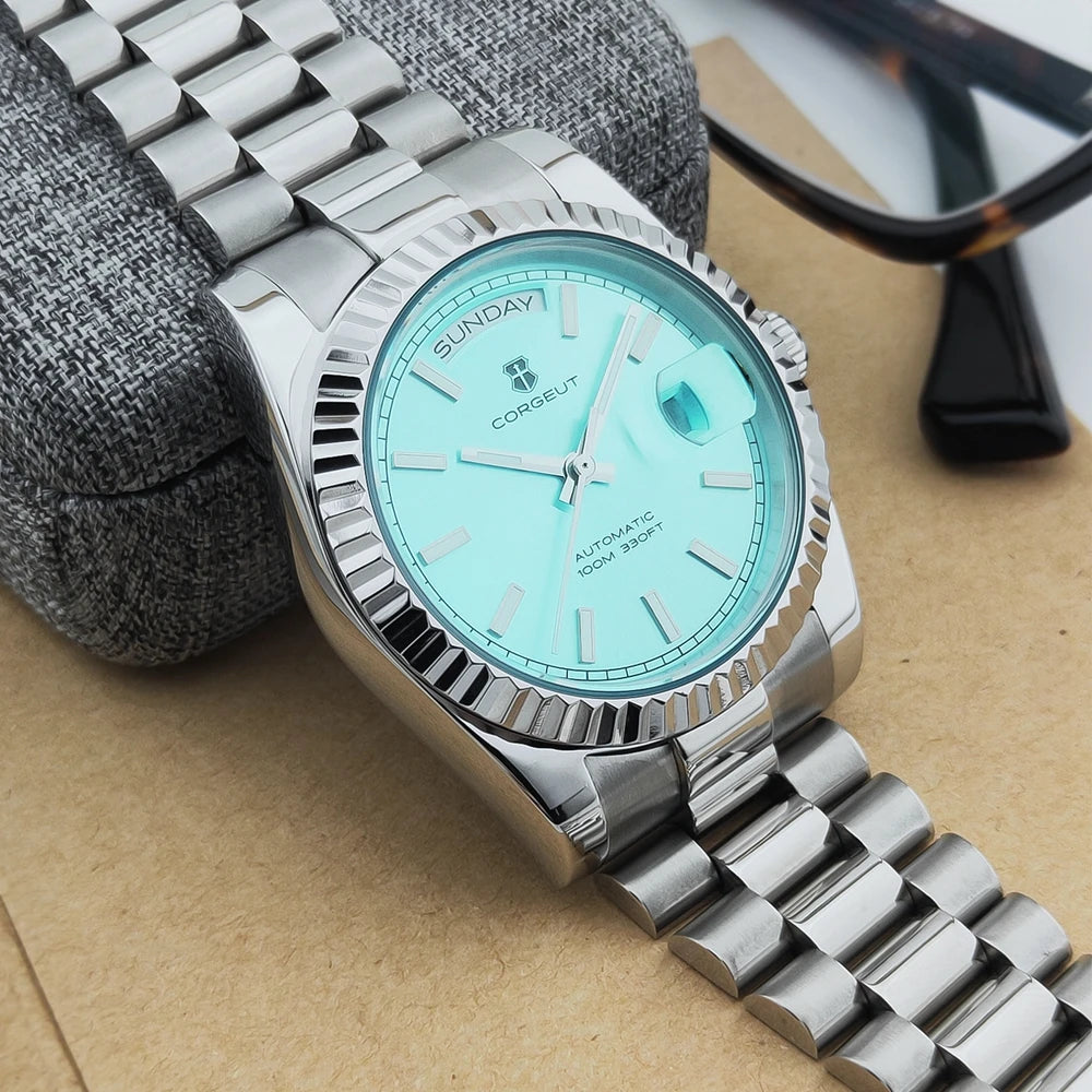 Orologio da uomo Corgeut Luxury 36MM ST1644 automatico meccanico con zaffiro, Relógio Masculino 10BAR, day, swim e dress watch