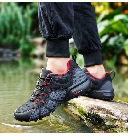 Sapatos de Caminhada para Homem Todo-o-Terreno, Calçado Desportivo Outdoor em Malha Respirável, Antiderrapante e Resistente ao Desgaste, Sapatos de Caminhada e Ciclismo Outdoor