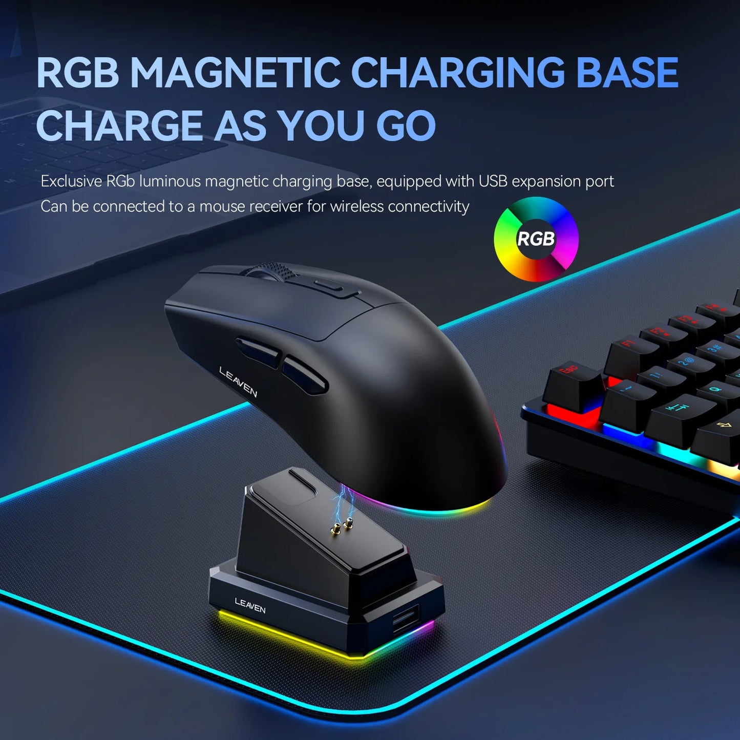 X3 Wireless Bluetooth Mouse 2.4G Dual-Mode Connection, DPI Adjustable, Lightweight Gaming Mouse, RGB Light, 300mAh Battery Capacity