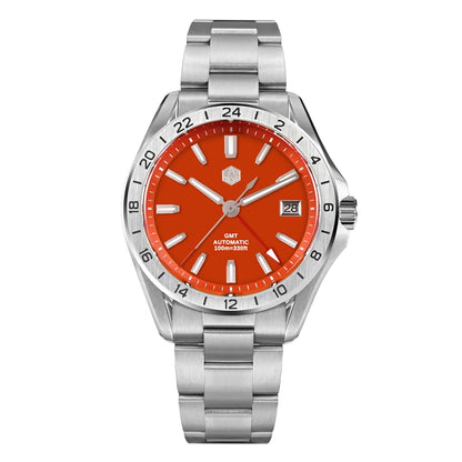Reloj de lujo para hombre San Martin 39mm con esfera de aventurina, NH34 GMT automático mecánico, zafiro, resistente al agua, luminoso, SN0129