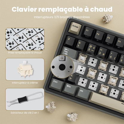 Teclado mecánico con cable RK ROYAL KLUDGE R98Pro Gasket, 98 teclas, RGB, hot-swappable, botón desmontable para gamers, keycaps PBT
