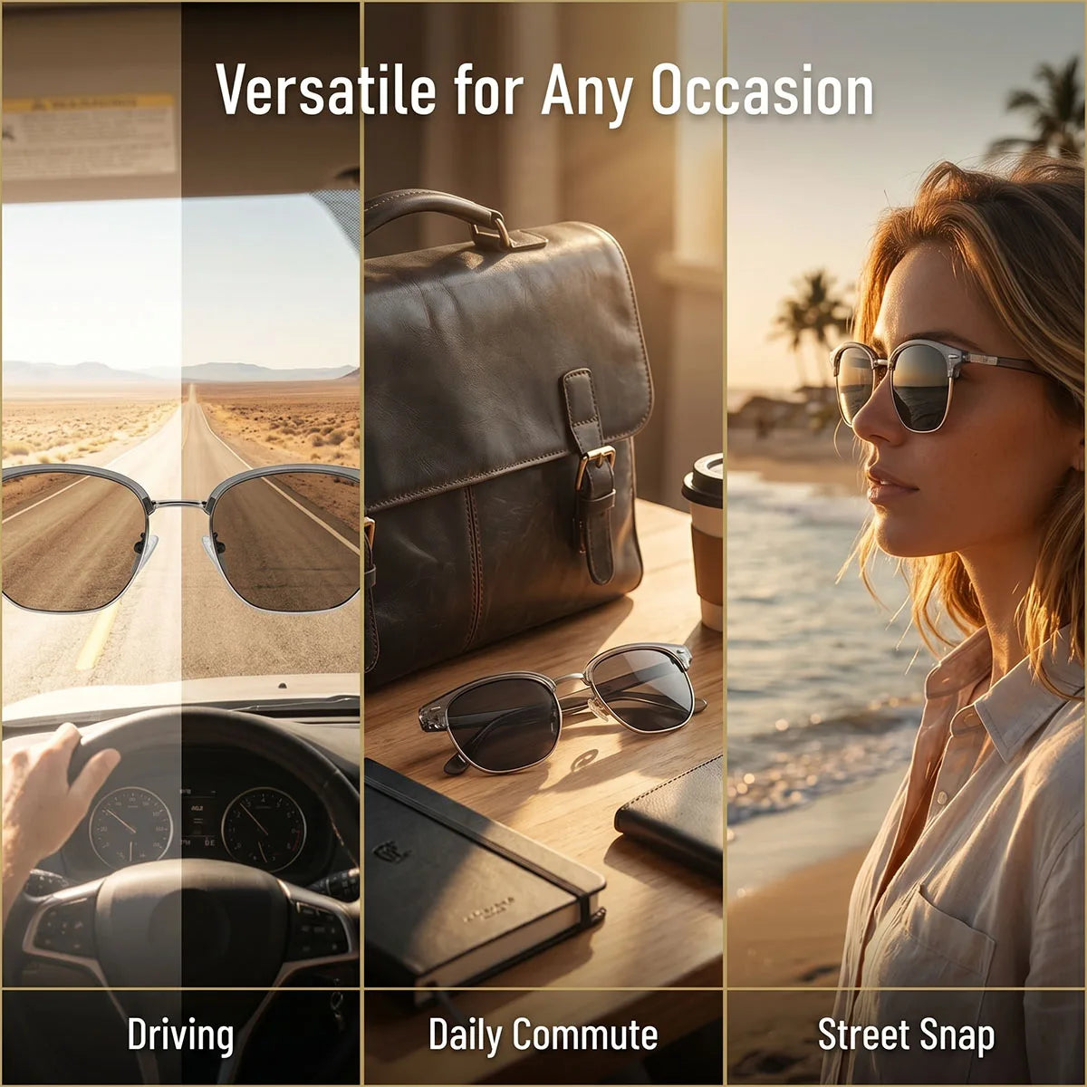 Polarized Sunglass Men Lenses Semi Rimless Vintage Retro Sunglasses Women Trendy Vacation Fashion Glasses Gafas De Sol Hombre