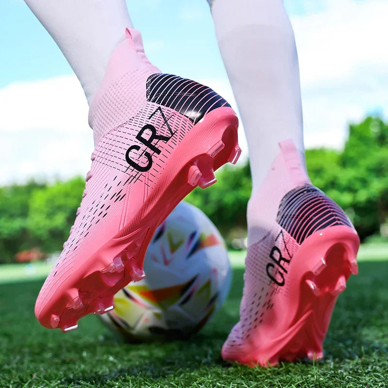 Chaussures de football professionnelles pour hommes/femmes, antidérapantes, à crampons FG, respirantes, chaussures d'entraînement à tige haute