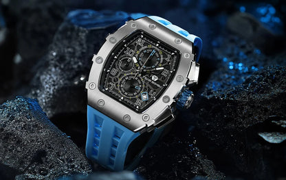 TSAR BOMBA Watch for Men Luxury Brand Tonneau Design Waterproof Clock Stainless Steel Wristwatch Fashion Rectangle Men's Watch