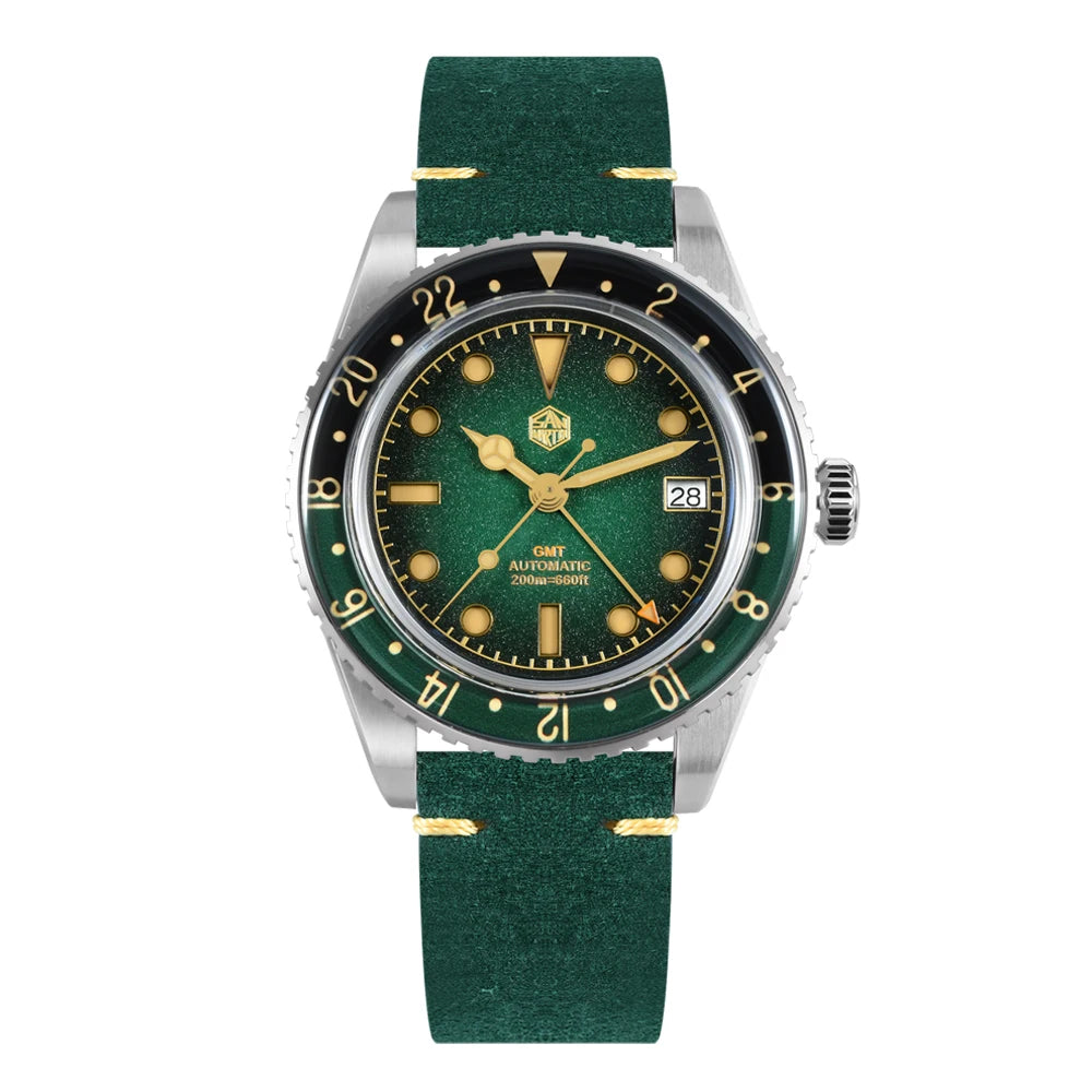 San Martin 2025 Men's Watches, Retro NH34 GMT Sandwich Dial, 40mm Bidirectional Sapphire Bezel, Luxury Sports Watch, 20Bar