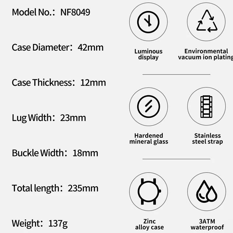 NAVIFORCE Men's Watches Quartz Fashion Business Classic Water Resistant Stainless Steel Strap WristWatch New Male Clock in 2024