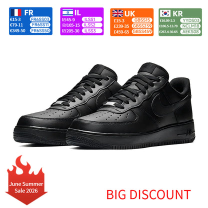 Nike Air Force 1 '07 Unisex Casual Sneakers Iconic Leather Low-Top Classic Comfort Shoes CW2288-001