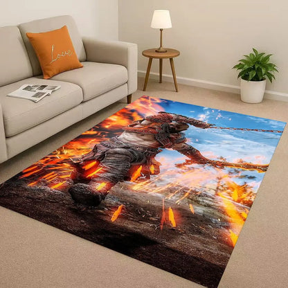 Kratos God of War Game Cartoon Gamer Living Room Non-Slip Area Rug Soft Carpet for Bedroom Playroom Sofa,Easy Clean Home Doormat
