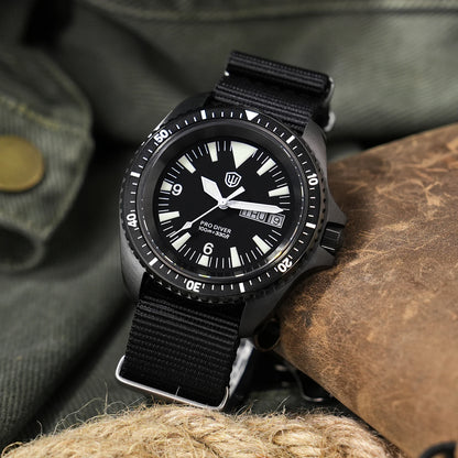 Reloj para hombre Watchdives WD1980 V3 38mm Vintage VH31 Ronda 515 con movimiento de cuarzo, segundero continuo, luminoso y cristal de zafiro