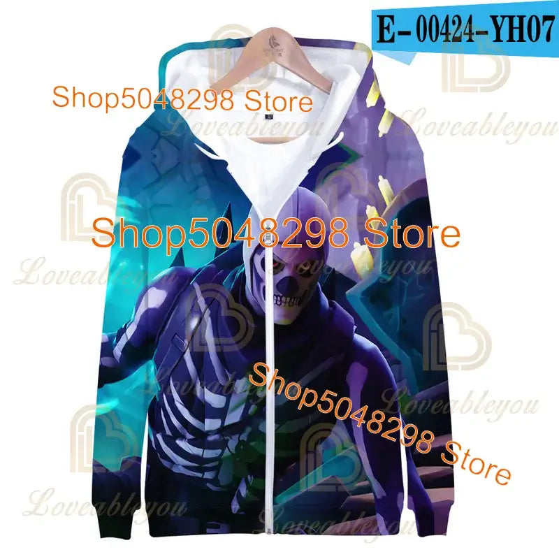 Fortnite Adults Kids Wear Kids Zipper Hoodies Game 3D Print Boys Girls Harajuku Sweatshirt Long Sleeve Tops Teen Clothes
