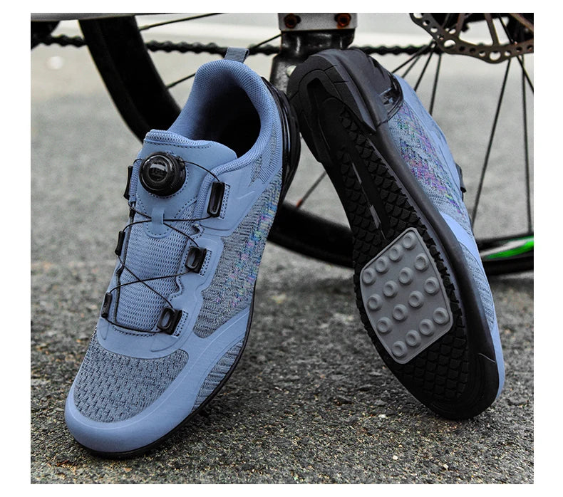 Sapatos de ciclismo MTB para homem e mulher T03 roxos respiráveis, de velocidade, autoblocantes, para ciclismo de estrada, corrida ao ar livre e treino