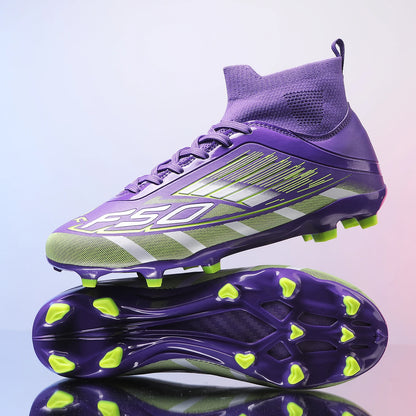 Nouvelles chaussures de football professionnelles pour hommes TF/FG, chaussures de football pour garçons, chaussures de sport unisexes à cheville haute, antidérapantes, confortables