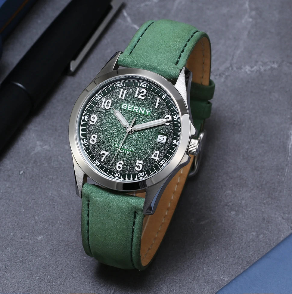 BERNY Automatic Watch Men ST2130 Luminous Mechanical Wristwatch Sapphire Waterproof 10ATM Top Brand Luxury Watch for Men