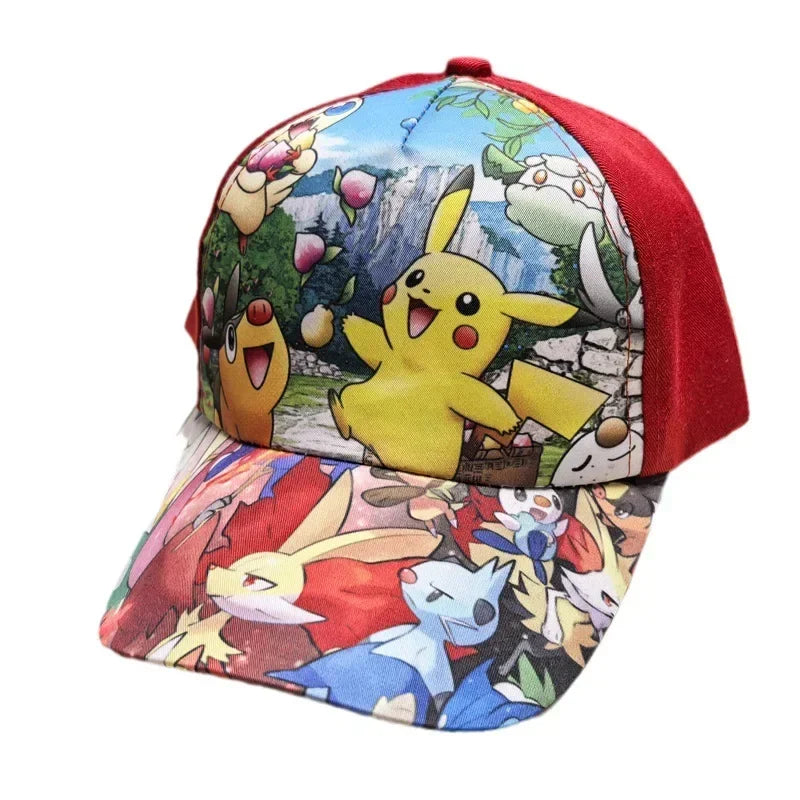 Șapcă de baseball din poliester cu figurină Pikachu din anime-ul Pokémon Go, cu imprimeu de desene animate, cu cozoroc, pentru copii, decorativă, cadou de ziua de naștere