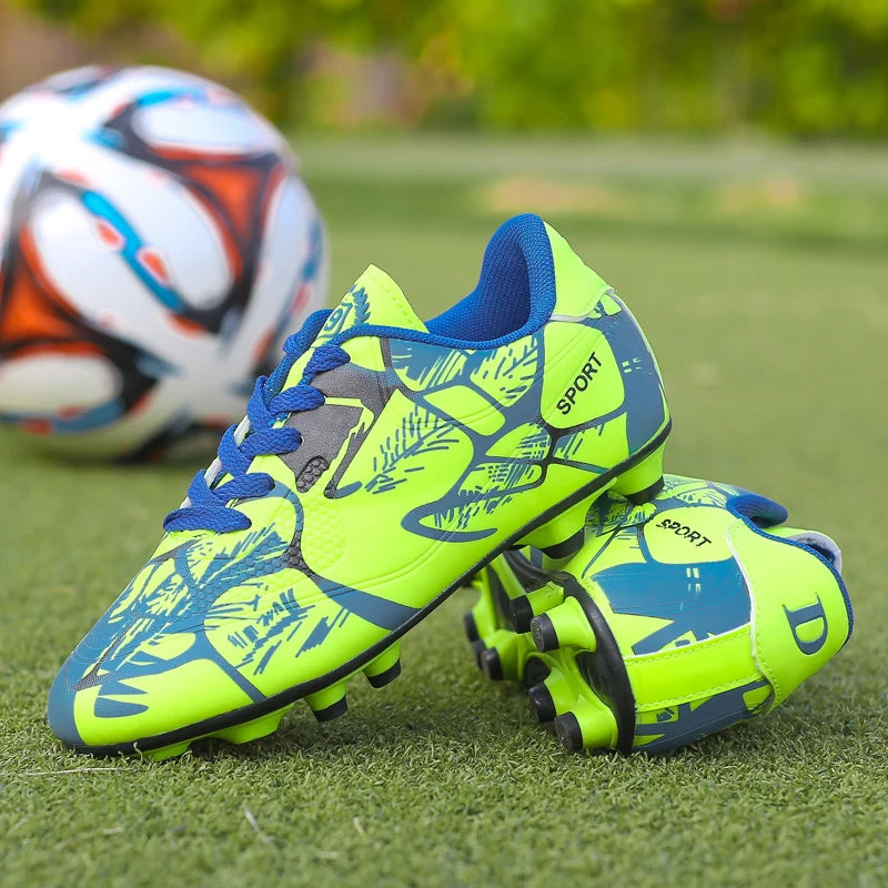 Chaussures de football pour jeunes enfants AG, crampons pour terrain ferme, lacets, antidérapantes, pour garçons et filles, chaussures de football pour adolescents, chaussures d'entraînement professionnelles.