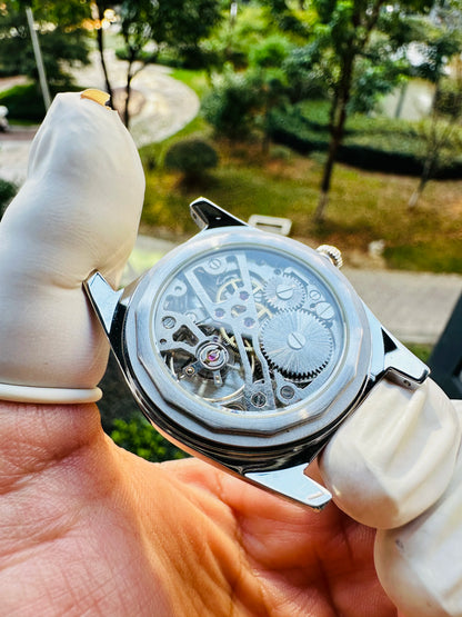 PHANTOM Mens 7120 Hand-Wind Mechanical Watch 36mm Retro Business Timepiece Classic Simple Couple Watch