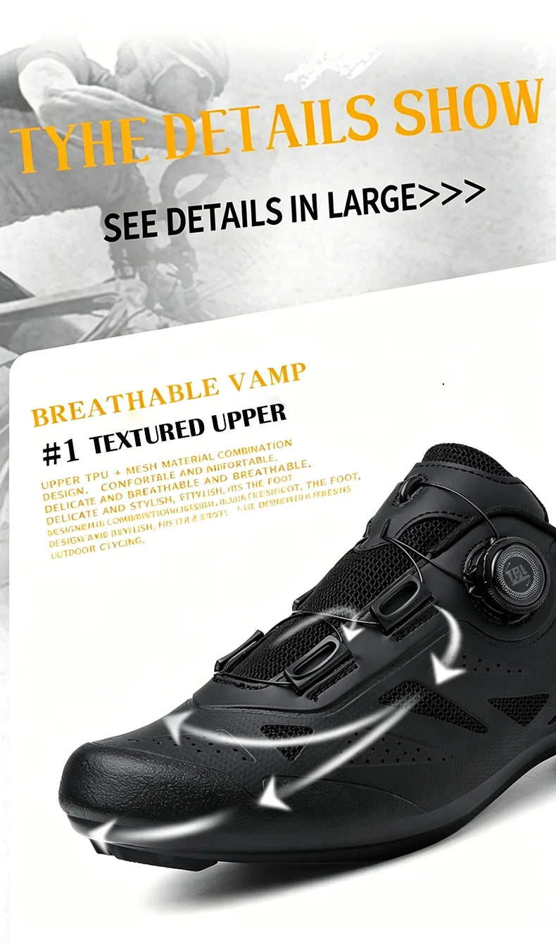 2026 New Men's Non - Slip Breathable Lock - Type Mountain Bike Cycling Shoes Durable Adjustable Outdoor Sports Footwear