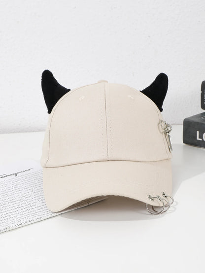 Fashion personality metal hoop brooch decorated hip hop wind horn baseball cap outdoor casual fun hat