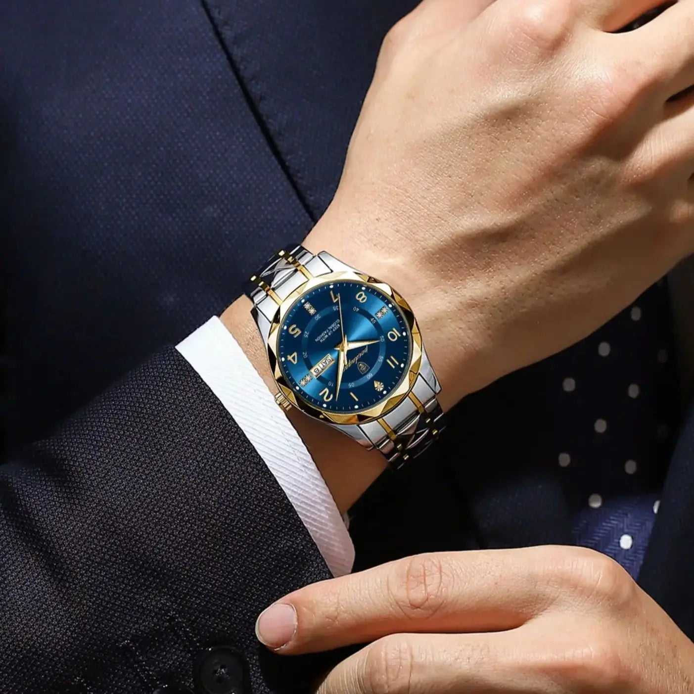 POEDAGAR Top Business Men Quartz Watch Waterproof Date Week Luminous Wristwatch Stainless Steel Fashion Men's Watches Man Clock